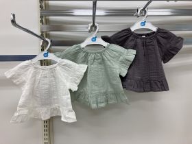 Blouse unie manches courtes - Dentelle