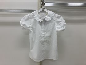 Blouse unie manches courtes - Dentelle