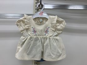 Ensemble bloomer toile manches courtes - Brodé
