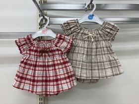 Ensemble bloomer toile manches courtes - Carreaux
