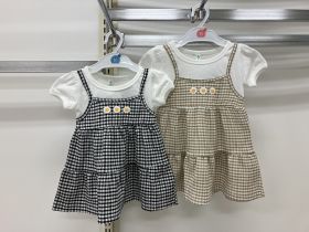 Robe en maille manches courtes - Carreaux